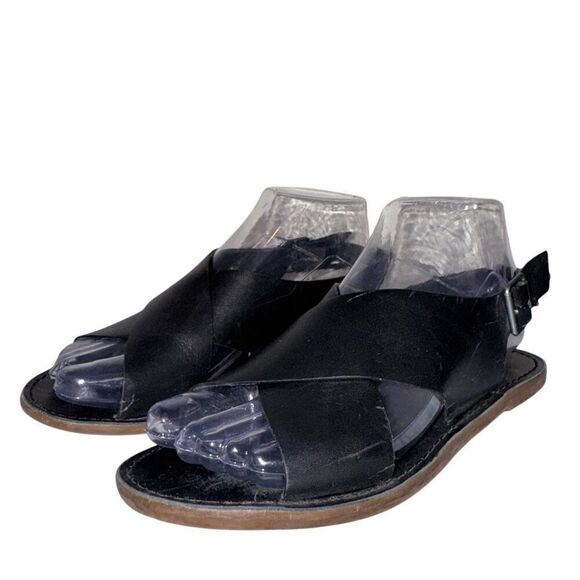 Madewell The Boardwalk Crossover Sandals 5.5 Crisscross Leather Flat Minimalist - Picture 4 of 10